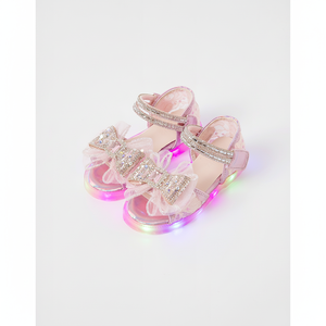 Sandalias OZKIZ de estilo coreano con cinta de cristal para niñas de 2 a 6 años, con luces, punta abierta, color liso, moda al por mayor para el verano infantil - Product Image 2