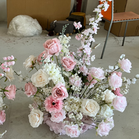 Susunan Bunga Lantai Pernikahan Ombre Romance Pink Putih, Set Multi-piece, Ringan dan Mudah Dikirim