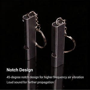 Sifflet de survie d'urgence à haute intensité sonore 120 dB+, en alliage d'aluminium, double trou, étanche, pour le camping, la randonnée et l'entraînement - Product Image 3