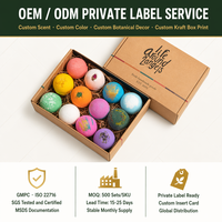 Coffret Cadeau OEM de 12 Bombes de Bain Botaniques Artisanales, Assortiment de Boules Effervescentes Colorées à Base Végétale, Hydratantes, Relaxantes et Aromatiques