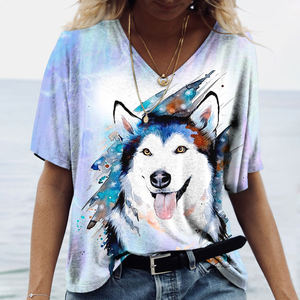Tendance d'été à manches courtes Chien de dessin animé mignon T-shirt imprimé en 3D <span class=keywords><strong>Golden</strong></span> <span class=keywords><strong>Retriever</strong></span> Fashion Casual Women T-shirt Shirt Tee - Product Image 4