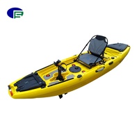Kayak de pêche monoplace à prix avantageux, 10 pieds, avec système de propulsion à pédales et gouvernail