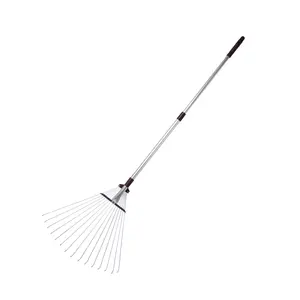 Winslow & Ross telescopic adjustable metal handle hay tedder rake 15 prong stainless steel claw weed rake