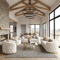Ensemble de canapés Chesterfield en cuir véritable de luxe, garniture dorée cloutée, pour salon de villa, meubles de luxe