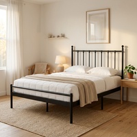 Base de Cama Alta de Hierro Forjado con Espacio de Almacenamiento Debajo de la Cama, Ahorro de Espacio, Cama Metálica Estable, Silenciosa y Fácil de Limpiar, Muebles para Dormitorio