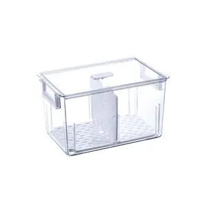 Plastic transparent storage box with handle kitchen clear freezer storage containers for soup for latex