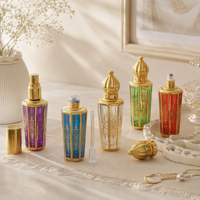 Flacon de parfum miniature 15 ml en verre doré conique avec applicateur à bille, rechargeable, pour échantillon d'huile de parfum, luxe arabe