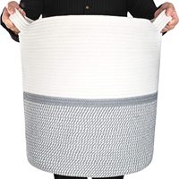 Panier à linge tissé en corde de coton naturel, très grand, plusieurs couleurs mélangées, parfait, pour jouets, vêtements de bébé