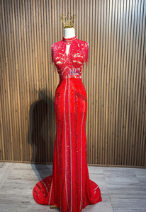 ชุดเดรสผ้าไหมทรงเมอร์เมดแขนกุดหรูหราประดับคริสตัลคุณภาพสูงสำหรับผู้หญิง ผลิตในเวียดนาม ลดราคาสุดพิเศษ - Product Image 2