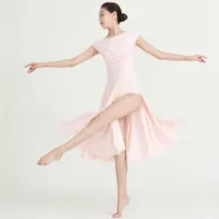 Çin'de Stockpink spandex latin dans elbise yumuşak streç örgü kız caz dans giyim yetişkin lirik sahne performansı dans kostümü
