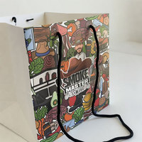 Sac en papier pour aliments de style graffiti imprimé sur mesure avec poignée pour l'emballage à emporter des restaurants