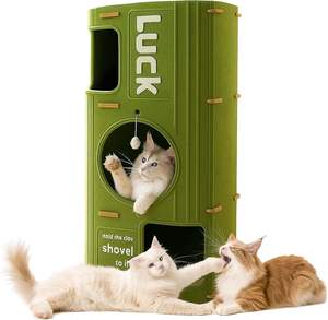 Katzenhaus für Wohnungskatzen - Großes Katzenbett-Höhle mit Flauschigem Ball und Kratzmatte Faltbare Katzenhäuser & Katzenkondos - Product Image 2