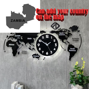 78X36.5 S con luz de noche LED decoración del hogar diseño de arte Reloj de pared silencioso puede agregar su país en el mapa del mundo Dropshipping DDP - Product Image 5