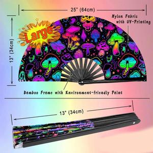 Éventails pliants personnalisés pour festivals, réactifs aux UV, en bambou, pour soirées, avec impression néon - Product Image 2