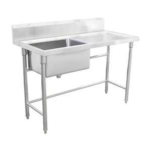 Mesa DE TRABAJO DE ACERO INOXIDABLE fregadero de cocina comercial fregadero de cocina de acero Pakistán con escurridor