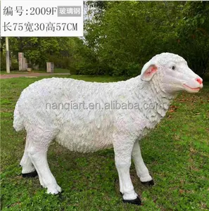 Mới đến cuộc sống kích thước sợi thủy tinh động vật cừu điêu khắc lớn ngoài trời Vườn công viên trang trí động vật đạo cụ phim hoạt hình cừu trang trí