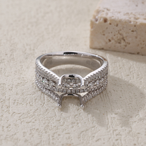 Semimontaje de aniversario de lujo para mujeres para compromiso clásico certificado Calidad Premium Oro blanco de 18 quilates Anillos finos blancos naturales - Product Image 4