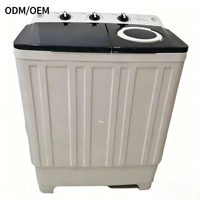 Lave-linge à double cuve 8 kg, robuste, corps en PP antirouille, commandes simples, homologué CE, logo personnalisé disponible, prise incluse, pour usage domestique