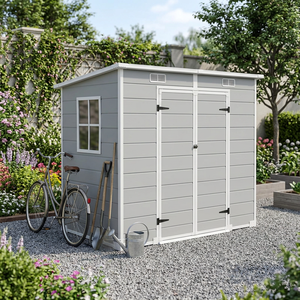 <strong>8</strong> <strong>X</strong> 6 FT Outdoor Storage <strong>Shed</strong>, All-Weather Plastic Garden <strong>Shed</strong> with Floor, Lockable Doors &amp; Windows, DIY Plastic Tool <strong>Shed</strong> - Product Image 2