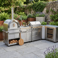 Nouveau design modulaire anti-moisissure en acier inoxydable 304 cuisine extérieure multifonctionnelle appareils de cuisine extérieure avec gril à gaz