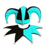Chapeau de bouffon personnalisé pour adulte avec col assorti, ensemble de costume de clown médiéval, chapeau de déguisement pour Halloween, carnaval, cosplay