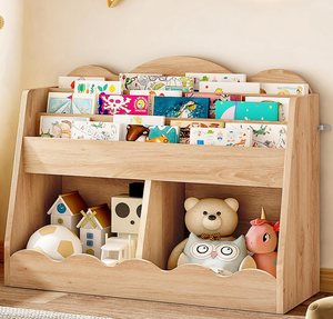 Organisateur de livres en bois, panier de rangement pour jouets, étagère à livres pour tout-petits, bibliothèque pour enfants, bibliothèque pour enfants avec 2 cubes de rangement pour la chambre des enfants - Product Image 1