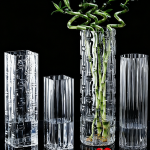 Vase en verre épais extra-large pour mariage et usage domestique, décoration transparente en bambou porte-bonheur pour le salon - Product Image 1