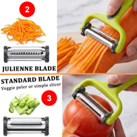 Éplucheur de cuisine 3-en-1 I&Y en acier inoxydable pour pommes de terre, pommes et légumes, avec lame rotative et brosse de nettoyage, ensemble éplucheur julienne