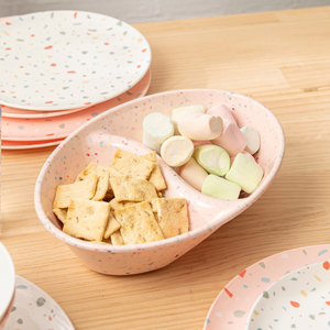 Plato de servicio dividido moteado de 2 piezas rosa de alta calidad, platos de melamina duraderos sin BPA, juegos de vajilla - Product Image 4