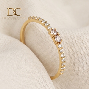 Bague de luxe tendance en or jaune massif 14 carats avec diamant de laboratoire et saphir Padparadscha pour bijoux fins sur mesure pour femmes - Product Image 3