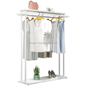 Tienda de ropa Tamaño personalizado Tienda de ropa Estante de exhibición de ropa Soportes de ropa <span class=keywords><strong>Boutique</strong></span> Estante de ropa <span class=keywords><strong>blanco</strong></span> para <span class=keywords><strong>Boutique</strong></span> - Product Image 1