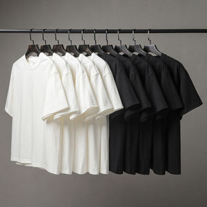 เสื้อยืดผู้ชายผ้าฝ้ายเรียบ แขนสั้น คอกลม สีพื้น ผ้าถักลำลอง ทรงปกติ น้ำหนัก 320 กรัม รับออกแบบลายเอง - Product Image 2