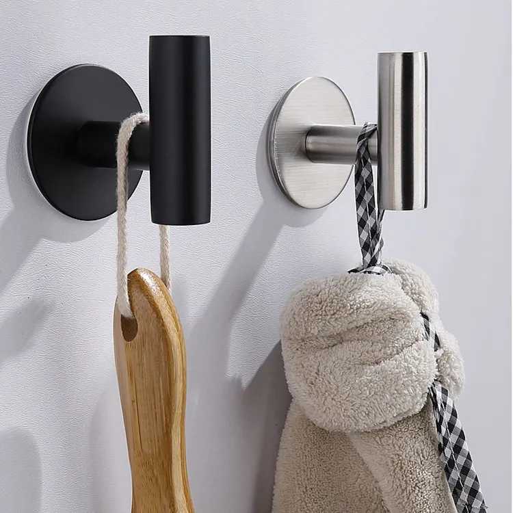 Kitchen Robe Bathroom Self-Adhesive Coat Towel Hooks Wall Hangers Hooks Anti-Skid Heavy-duty Stainless Steel Hanging Hook