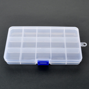 15 Grids Clear Plastic Jewelry Organizer Box with Fixed Dividers Earring Storage Containers Small Craft Storage Box