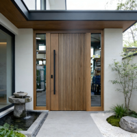 Porte d'entrée pivotante en aluminium et bois massif Grandsea, style moderne, avec vitre latérale, pour villa et maison