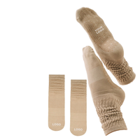 Chaussettes de sport personnalisées pour Pilates et Yoga, 100% Coton, Respirantes, Douces, Tricotées, avec bordure, semelle et corps à motifs dessinés à la main, pour adultes, pour le printemps
