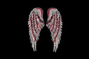 ホットフィックスピンクとクリスタル天使の翼のデザインフラットバックアイロン服パッチセーター用クリスタルパッチ付き - Product Image 2