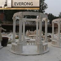 Pavillon de jardin extérieur personnalisé en fer forgé, grand dôme beige en marbre, gazebo en pierre sculptée à la main