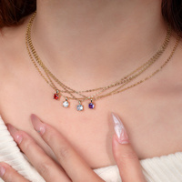 Personnalité Argent Sterling 925 Femmes Zircon Cubique Pierre 12 Pierre De Naissance Charme Collier Plaqué Or