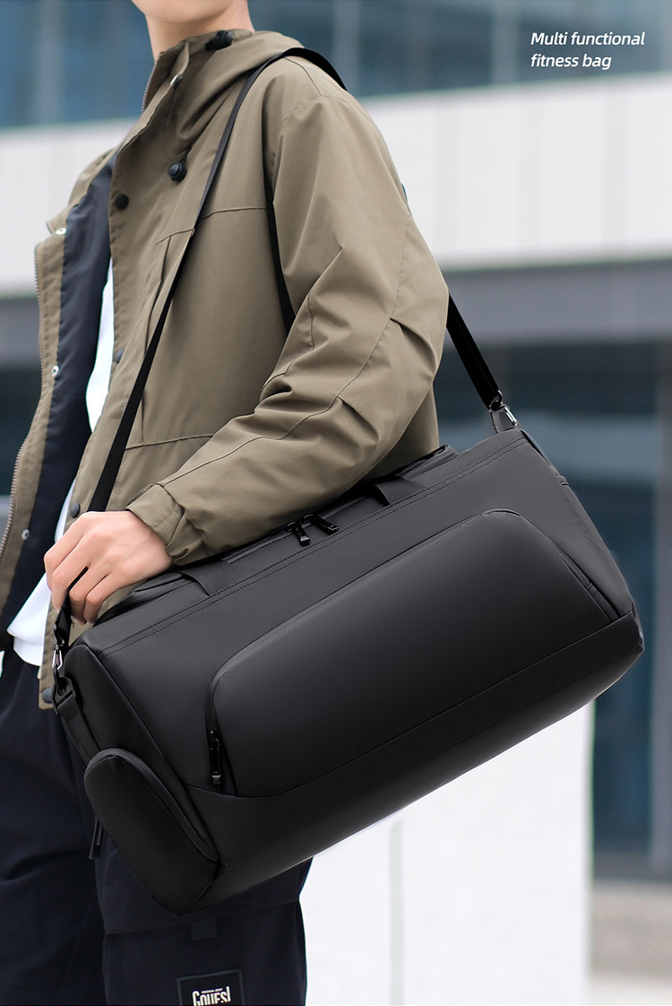 Custom Logo Men's Gym Bags Waterproof Sport Duffle Bag With Shoes For Outdoor Travel Casual PU Polyester Lined Fitness Luggage