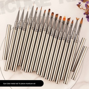 Ensemble de 16 pinceaux à ongles complets pour manucure, usage professionnel en salon, incluant des pinceaux en nylon pour gel - Bienvenue aux commandes ! - Product Image 2