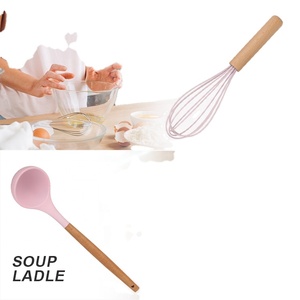 Ustensiles de cuisine Accessoires de cuisine Ensemble de 19 ustensiles de cuisine en silicone avec manche en bois Planche à découper Seau de rangement - Product Image 5