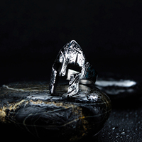 Bague de casque de masque de guerriers spartiates grecs vintage dominateurs en acier inoxydable pour hommes