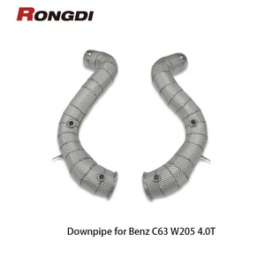 Rongdi 304 SS 1.5มม. ท่อลงแข่งหนาสำหรับ Mercedes-Benz C63S C63 W205 AMG M177 4.0T พร้อมเกราะป้องกันความร้อน - Product Image 5