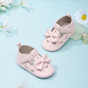 Zapatos de lazo al por mayor para bebé, Mary Jane de cuero PU con suela de algodón, zapatos de vestir para niña, zapatos de cuna - Product Image 3