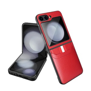 เคสโทรศัพท์แบบพับได้ Flip6 สีน้ำเงิน พร้อมช่องใส่บัตร ดีไซน์กระเป๋าสตางค์ วัสดุหนังเทียม สำหรับ Samsung - Product Image 5