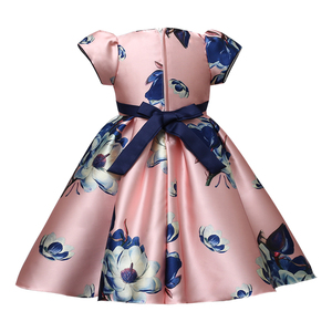 Summer Floral Pattern Satin Bow ODM Kid Children Girls Party Wear Dress - Product Image 2