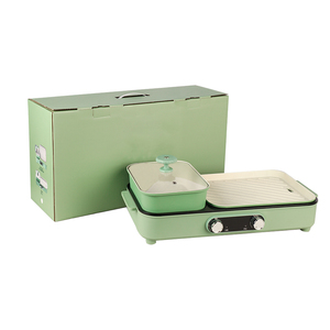 เตาปิ้งย่างไฟฟ้าแบบเกาหลี กระทะไฟฟ้าแบบถอดได้ หม้อไฟฟ้าเคลือบ PTFE ปรับอุณหภูมิได้ ไร้ควัน ดีไซน์ทันสมัยสำหรับงานสังสรรค์ขนาดเล็ก - Product Image 5