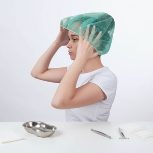 Cuffia Chirurgica Monouso in Polipropilene Verde, Elastica e Non Tessuta, con Rete e Fascia Elastica - Product Image 4