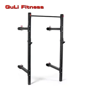 Guli Fitness Multi Function Power Rack Cage Folding Wall Mounted Squat Rack 3x3 11-gauge Steel for Gym